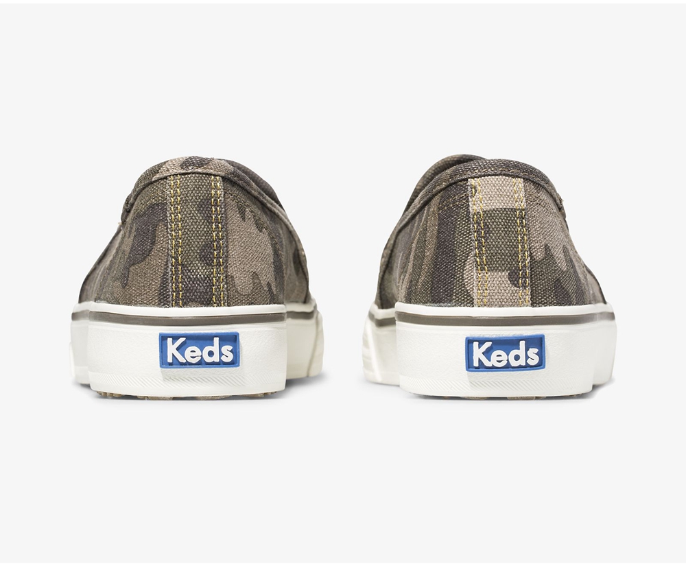 Keds Slip Ons Damen Olivgrün - Washable Double Decker Camo - BIX-418203